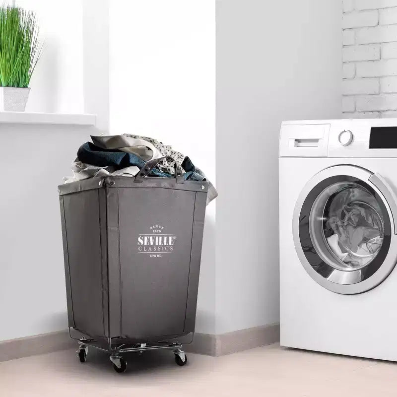 Cesto Portabiancheria Grigio con Ruote e Maniglie – Tela Pesante, Uso Singolo/Famiglia