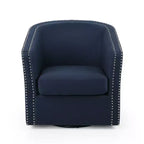 Poltrona a botte girevole in tessuto blu navy, seduta singola
