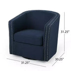 Poltrona a botte girevole in tessuto blu navy, seduta singola