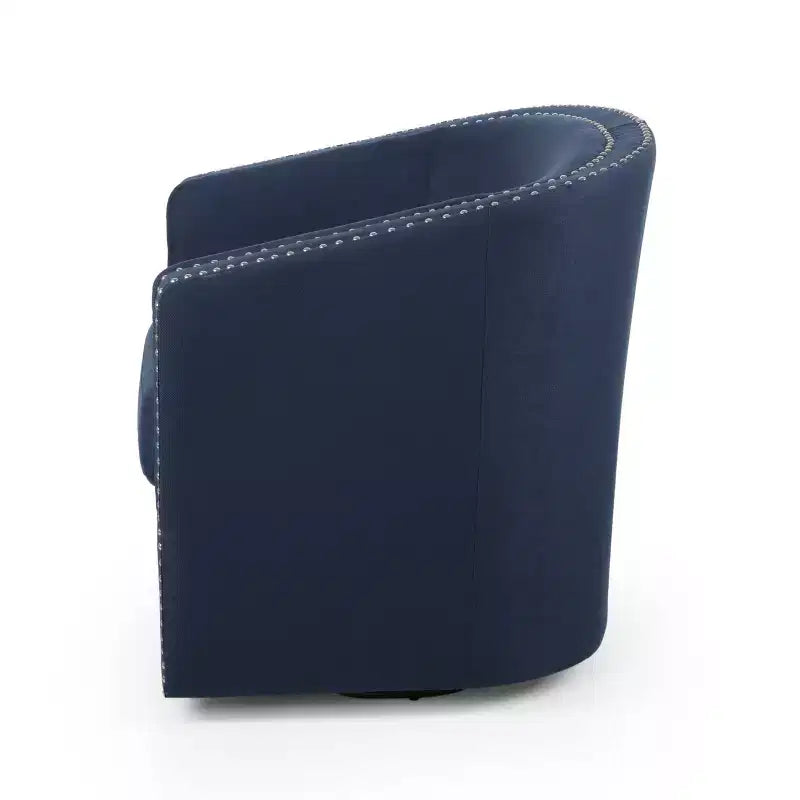 Poltrona a botte girevole in tessuto blu navy, seduta singola