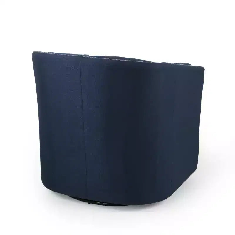 Poltrona a botte girevole in tessuto blu navy, seduta singola