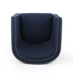 Poltrona a botte girevole in tessuto blu navy, seduta singola