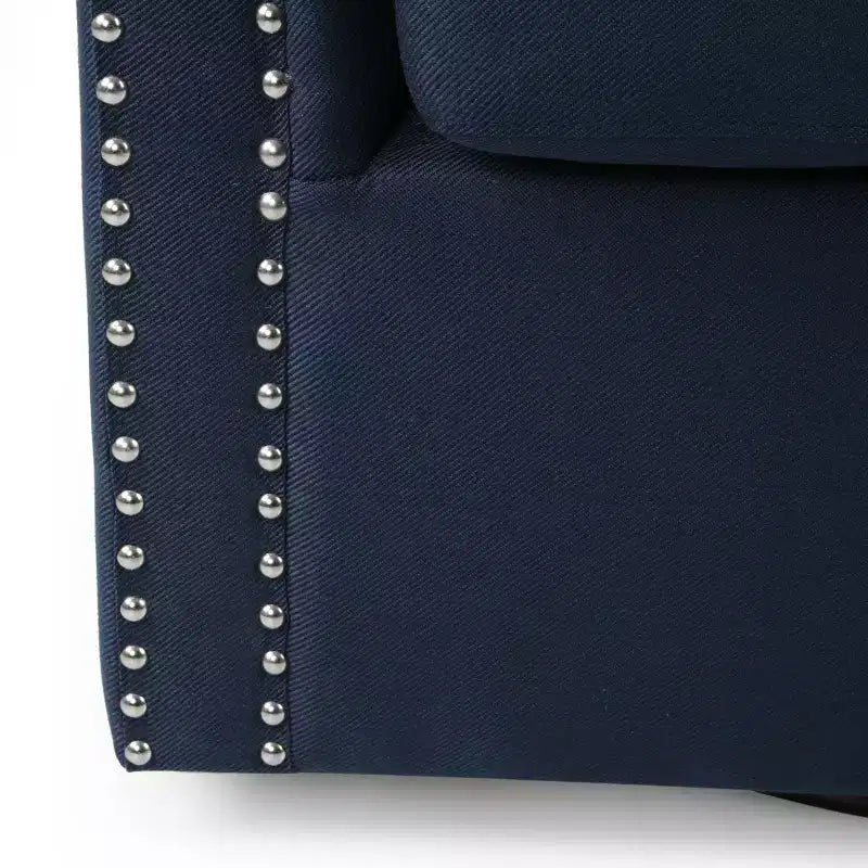 Poltrona a botte girevole in tessuto blu navy, seduta singola