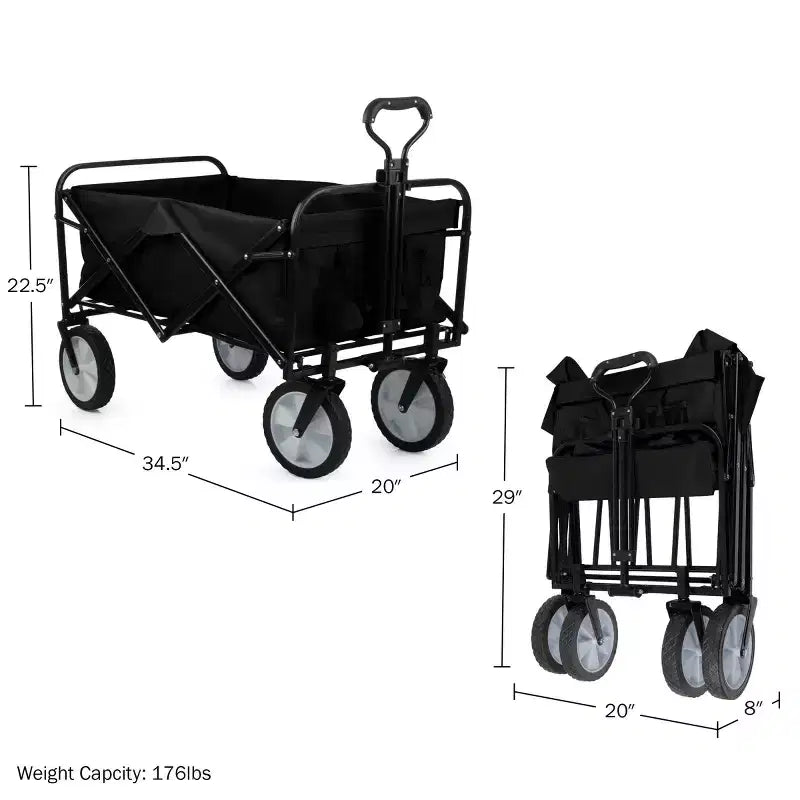 Carrello pieghevole nero/grigio, 1 posto