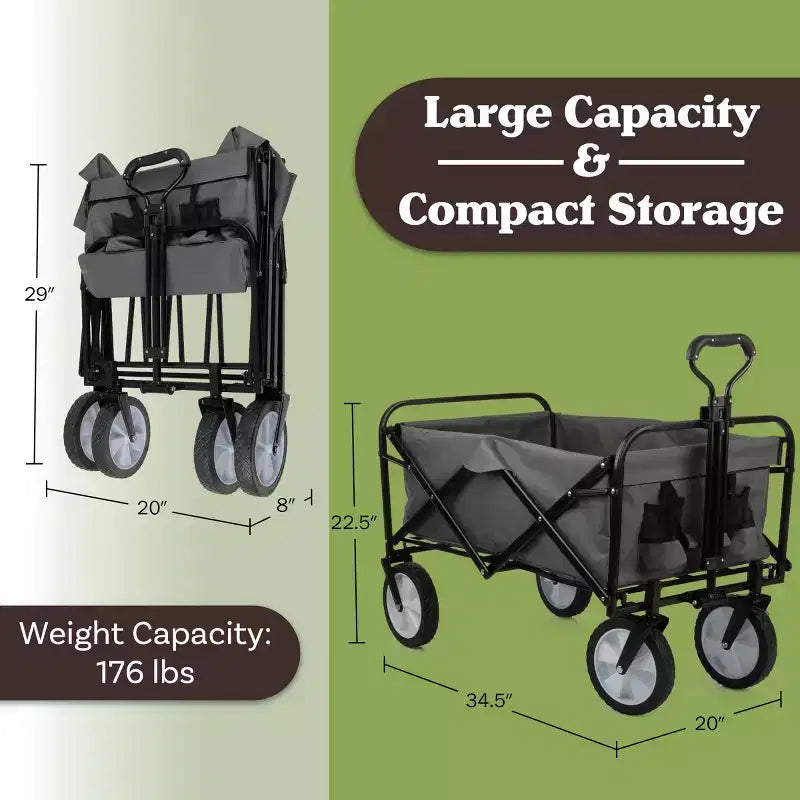Carrello pieghevole nero/grigio, 1 posto