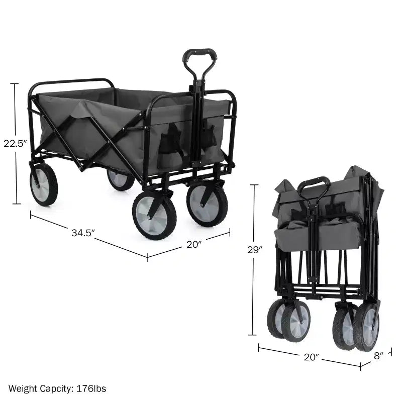 Carrello pieghevole nero/grigio, 1 posto