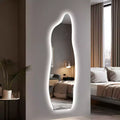Specchio LED irregolare a figura intera, argento, singolo, 160 x 60 cm.