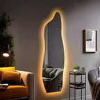 Specchio LED irregolare a figura intera, argento, singolo, 160 x 60 cm.