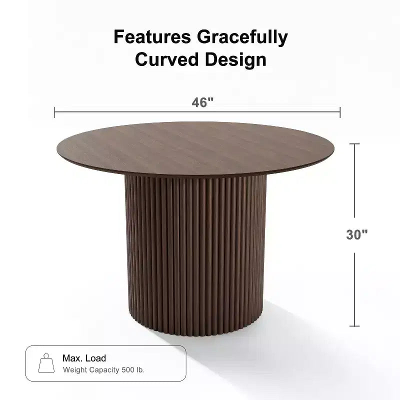 Tavolo da pranzo rotondo in legno massello da 117 cm, Nero / Rovere / Noce, 4 posti a sedere