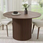 Tavolo da pranzo rotondo in legno massello da 117 cm, Nero / Rovere / Noce, 4 posti a sedere