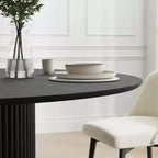 Tavolo da pranzo rotondo in legno massello da 117 cm, Nero / Rovere / Noce, 4 posti a sedere