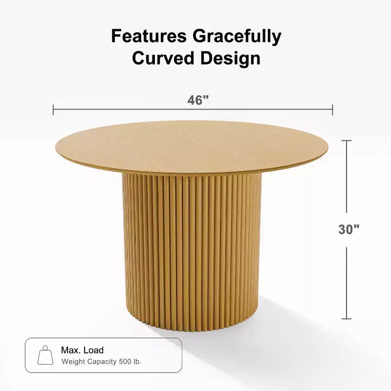 Tavolo da pranzo rotondo in legno massello da 117 cm, Nero / Rovere / Noce, 4 posti a sedere