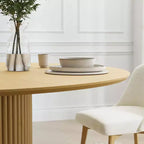 Tavolo da pranzo rotondo in legno massello da 117 cm, Nero / Rovere / Noce, 4 posti a sedere