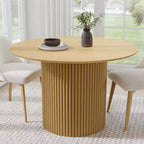 Tavolo da pranzo rotondo in legno massello da 117 cm, Nero / Rovere / Noce, 4 posti a sedere