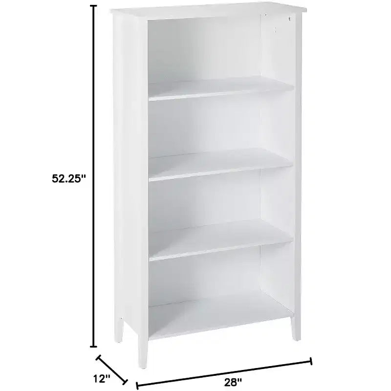 Libreria a 4 ripiani in legno bianco