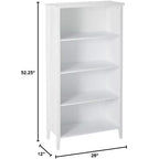 Libreria a 4 ripiani in legno bianco