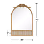 Specchio da parete ad arco in legno marrone naturale e rattan – Singolo