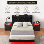 Telaio letto imbottito capitonné nero, nessun Box Spring necessario – Piazza e mezzo/Matrimoniale