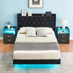 Telaio letto imbottito capitonné nero, nessun Box Spring necessario – Piazza e mezzo/Matrimoniale