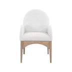 Sedia da pranzo con braccioli in tessuto bouclé nero/crema, 1 posto, gambe in frassino naturale