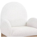 Sedia da pranzo con braccioli in tessuto bouclé nero/crema, 1 posto, gambe in frassino naturale