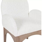 Sedia da pranzo con braccioli in tessuto bouclé nero/crema, 1 posto, gambe in frassino naturale