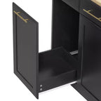 Isola da Cucina Nera/Grigia+Blu/Bianca con Ante a Ribalta e Organizer Estraibili, 1 Persona