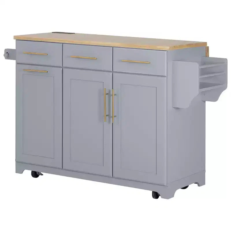 Isola da Cucina Nera/Grigia+Blu/Bianca con Ante a Ribalta e Organizer Estraibili, 1 Persona