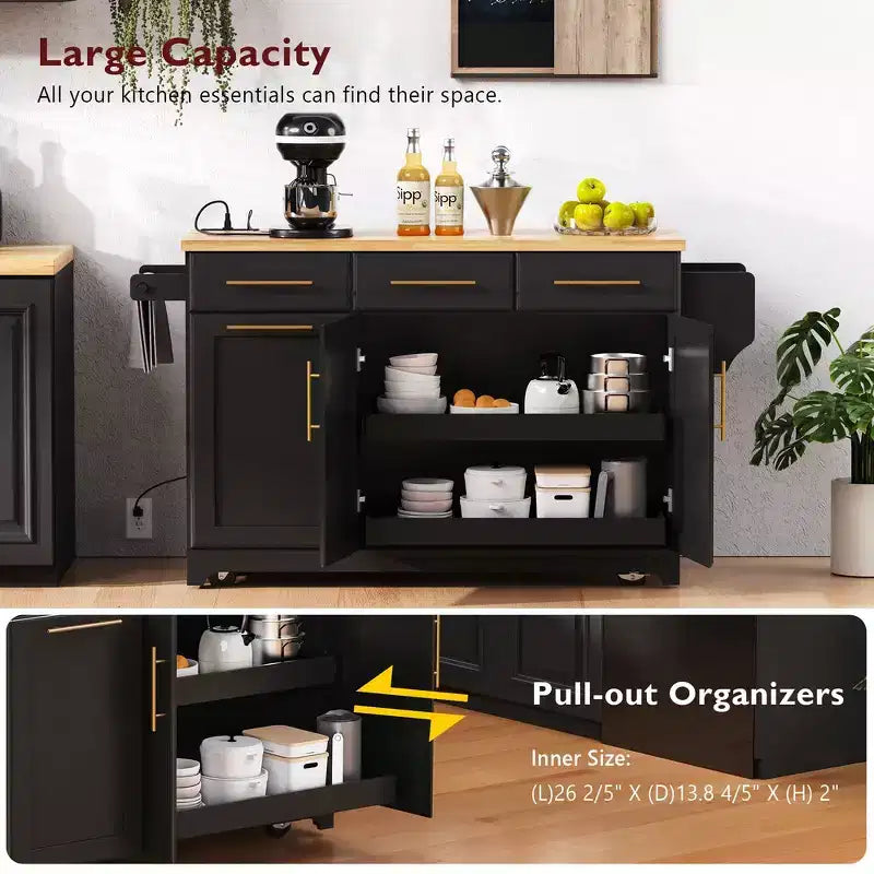 Isola da Cucina Nera/Grigia+Blu/Bianca con Ante a Ribalta e Organizer Estraibili, 1 Persona