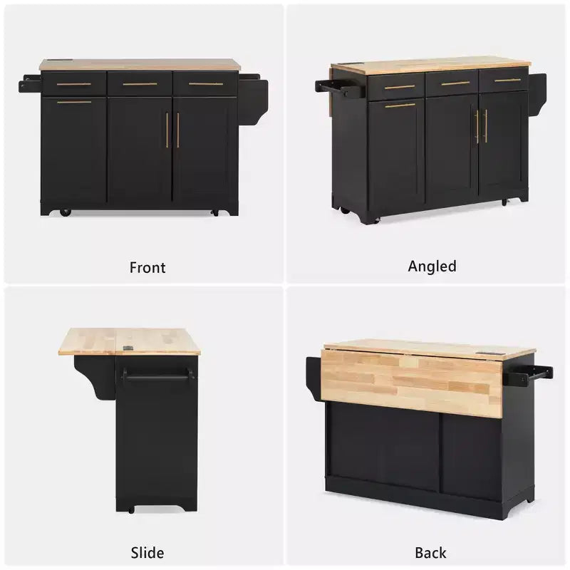 Isola da Cucina Nera/Grigia+Blu/Bianca con Ante a Ribalta e Organizer Estraibili, 1 Persona