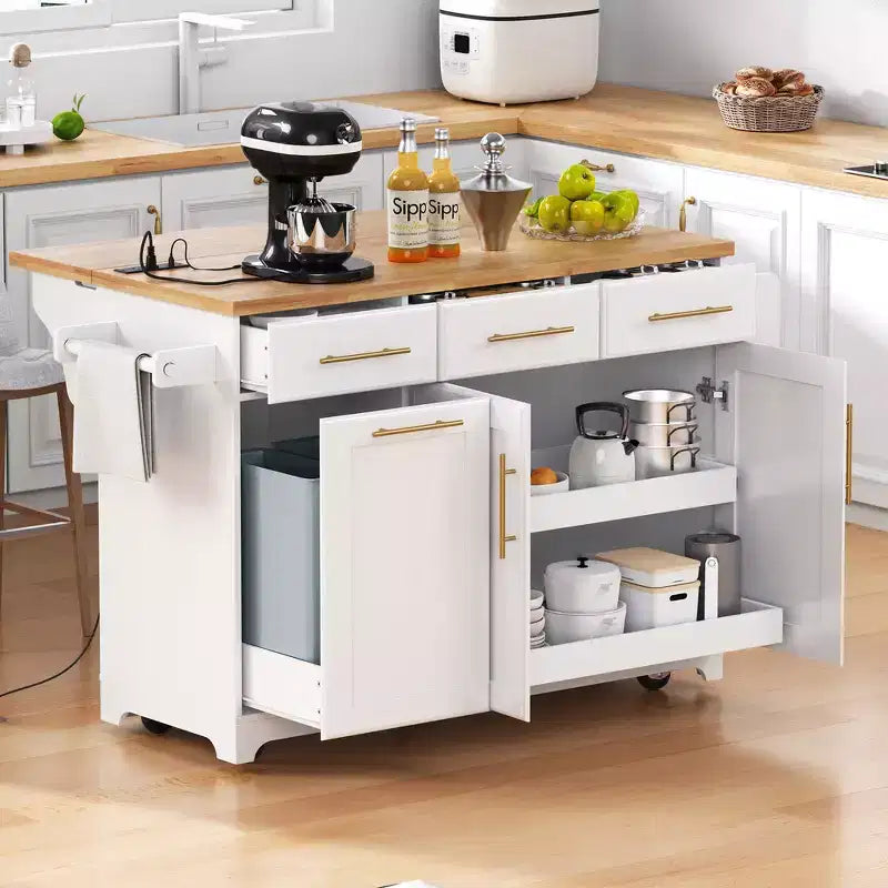 Isola da Cucina Nera/Grigia+Blu/Bianca con Ante a Ribalta e Organizer Estraibili, 1 Persona