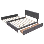 Letto Queen Platform Grigio Scuro con 2 Cassetti e Letto Estraibile Twin XL, Posti Letto 3