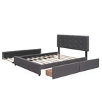 Letto Queen Platform Grigio Scuro con 2 Cassetti e Letto Estraibile Twin XL, Posti Letto 3