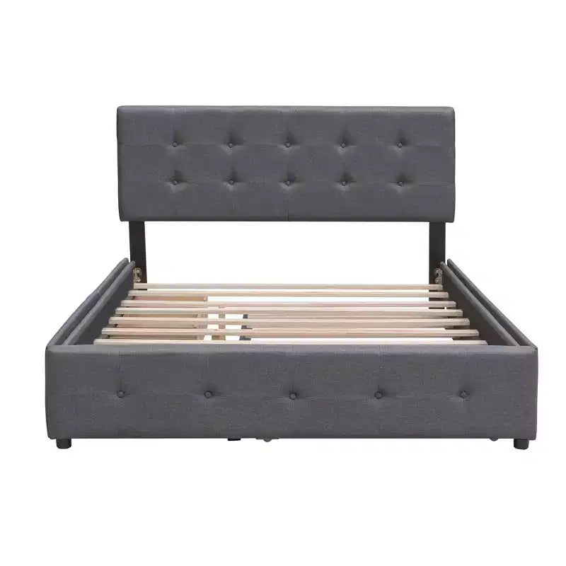 Letto Queen Platform Grigio Scuro con 2 Cassetti e Letto Estraibile Twin XL, Posti Letto 3