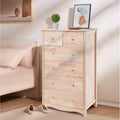 Cassettiera alta a 6 cassetti, naturale non finita – Stile rustico, legno di gomma, 1 persona