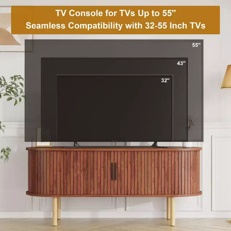 Mobile TV in rovere/noce con ante scorrevoli – 119 cm o 178 cm, montaggio da 1 persona