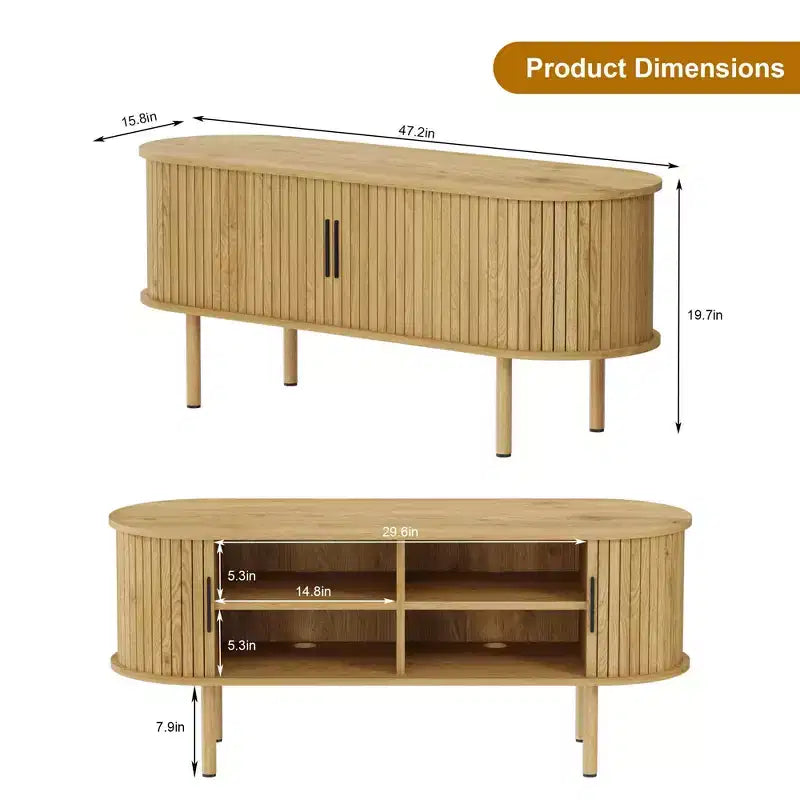 Mobile TV in rovere/noce con ante scorrevoli – 119 cm o 178 cm, montaggio da 1 persona