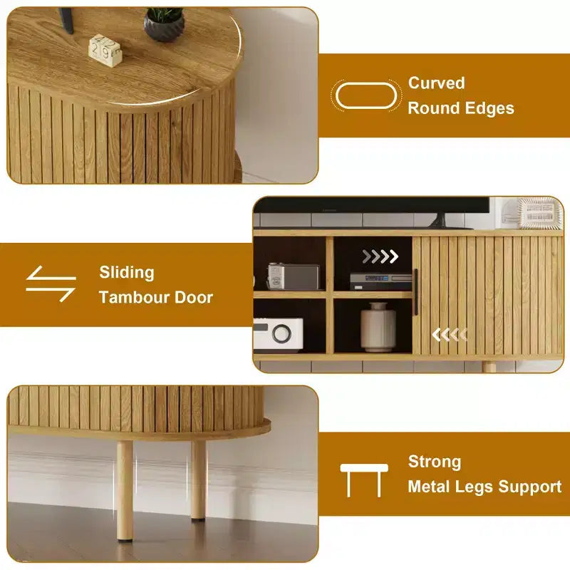 Mobile TV in rovere/noce con ante scorrevoli – 119 cm o 178 cm, montaggio da 1 persona