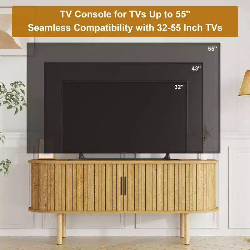 Mobile TV in rovere/noce con ante scorrevoli – 119 cm o 178 cm, montaggio da 1 persona