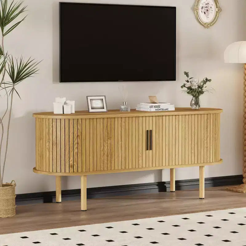 Mobile TV in rovere/noce con ante scorrevoli – 119 cm o 178 cm, montaggio da 1 persona