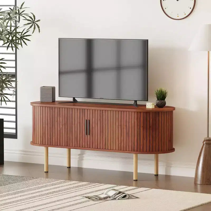 Mobile TV in rovere/noce con ante scorrevoli – 119 cm o 178 cm, montaggio da 1 persona