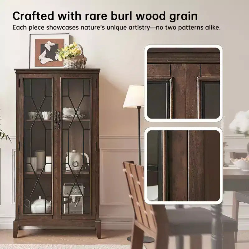 Madia / Credenza a buffet in ciliegio/noce scuro con ante e cassetti, montaggio da 2 persone