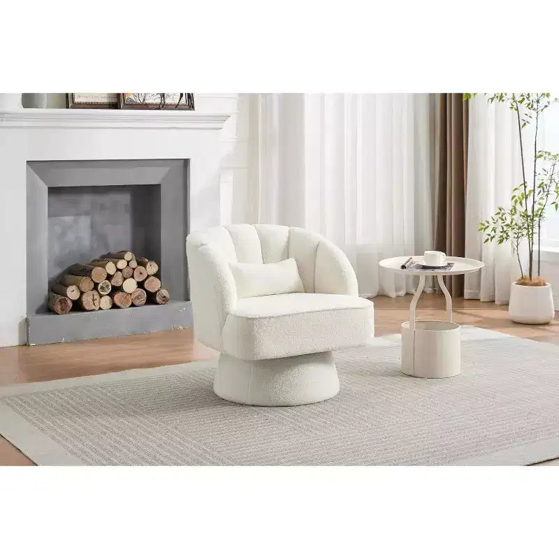 Poltrona Girevole a 360°, Velluto / Teddy Fleece, Colori Multipli, Posto Singolo