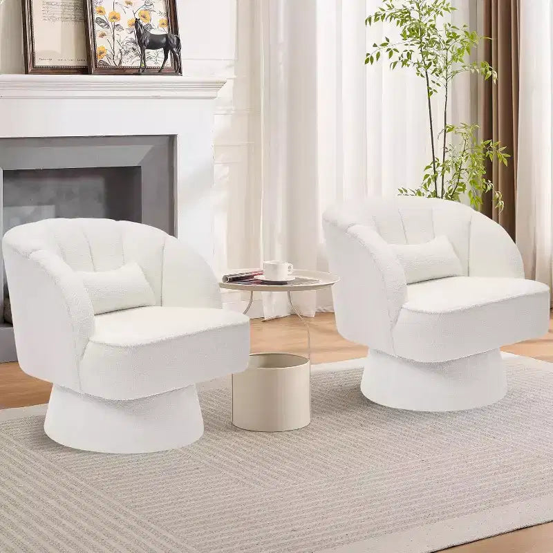Poltrona Girevole a 360°, Velluto / Teddy Fleece, Colori Multipli, Posto Singolo