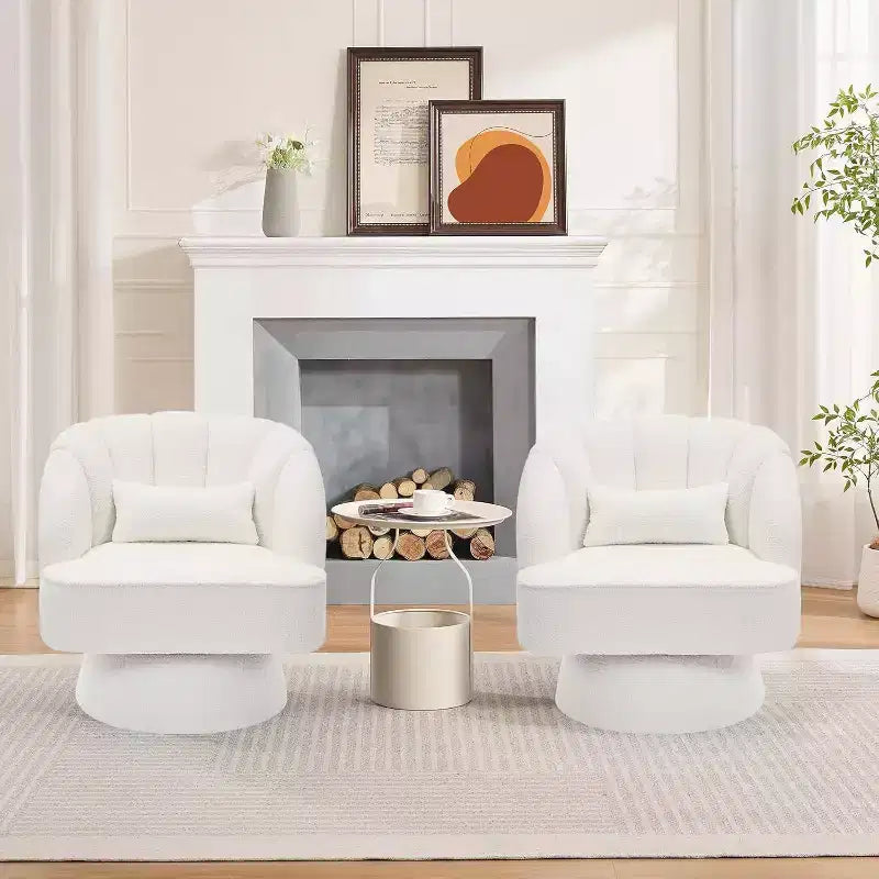 Poltrona Girevole a 360°, Velluto / Teddy Fleece, Colori Multipli, Posto Singolo