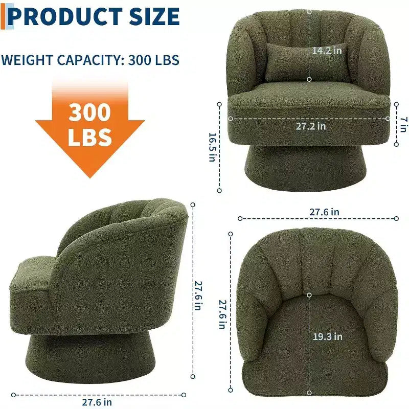 Poltrona Girevole a 360°, Velluto / Teddy Fleece, Colori Multipli, Posto Singolo