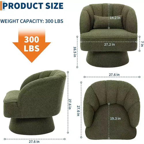 Poltrona Girevole a 360°, Velluto / Teddy Fleece, Colori Multipli, Posto Singolo