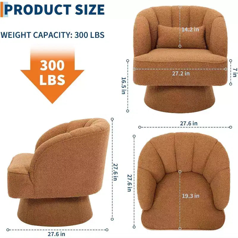 Poltrona Girevole a 360°, Velluto / Teddy Fleece, Colori Multipli, Posto Singolo