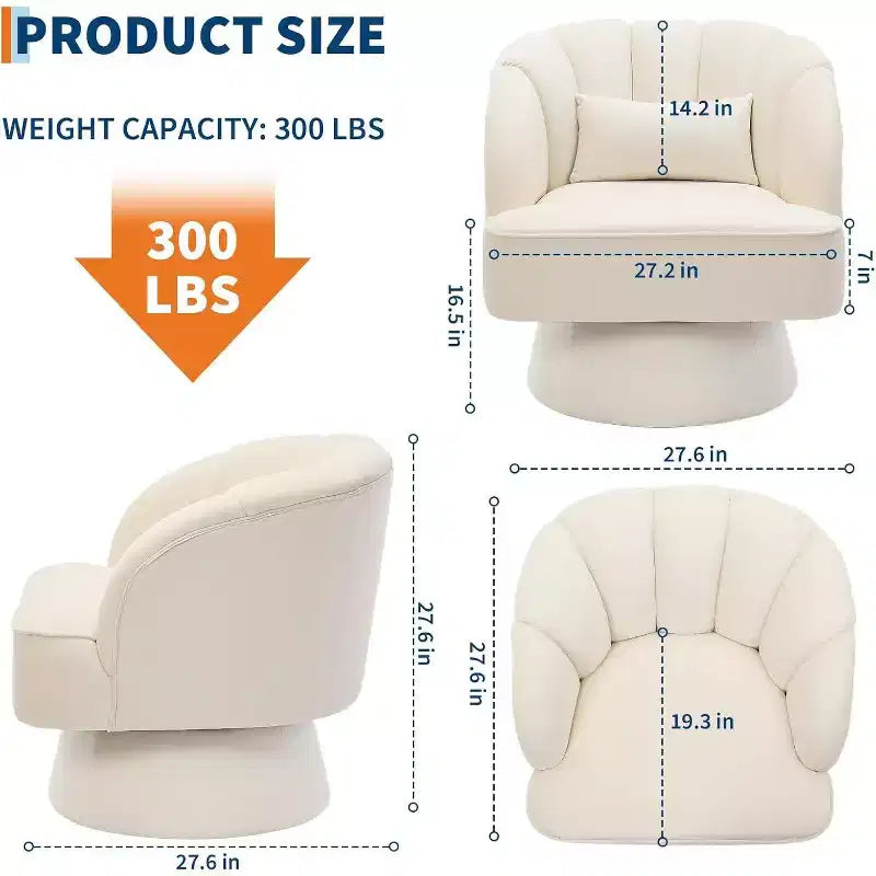 Poltrona Girevole a 360°, Velluto / Teddy Fleece, Colori Multipli, Posto Singolo