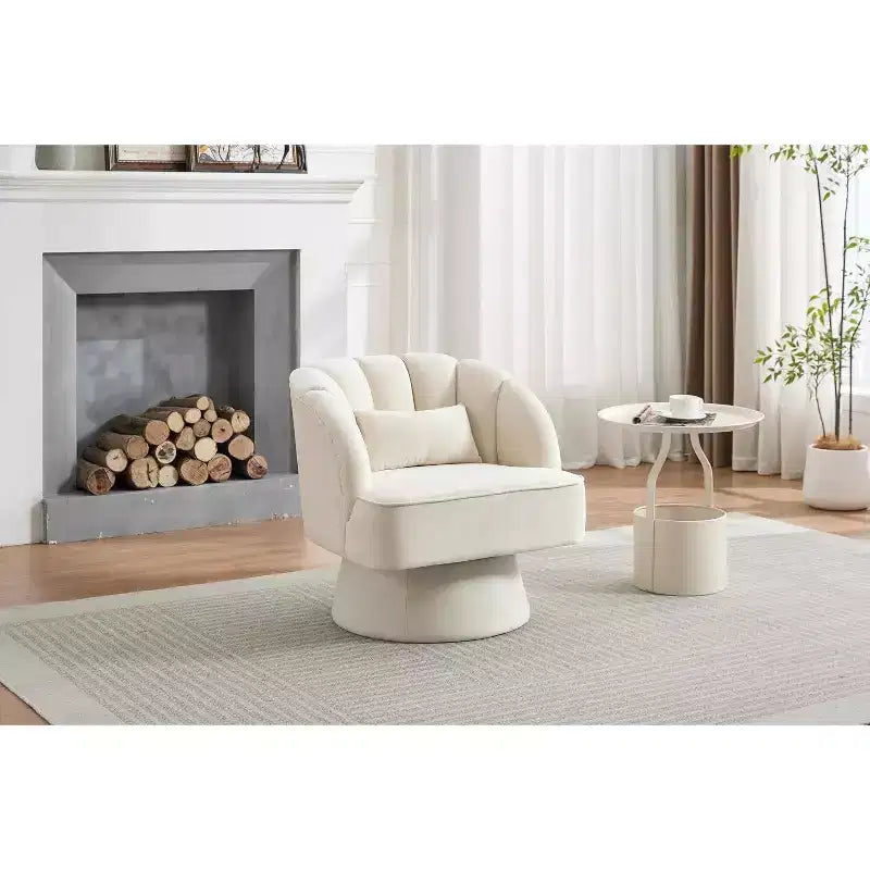 Poltrona Girevole a 360°, Velluto / Teddy Fleece, Colori Multipli, Posto Singolo